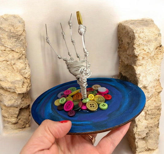 Colorful Beldam Hand Sculpture | Button-Inspired Gothic Decor
