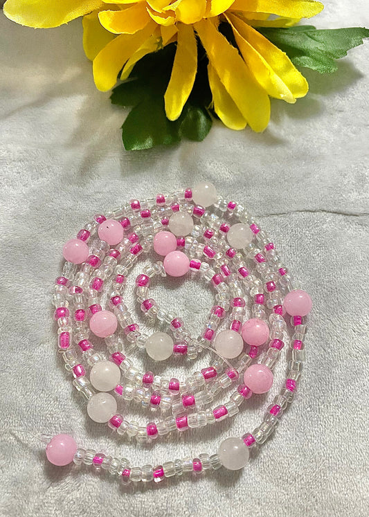 Rosewater Romance – Rose Quartz Crystal Waist Beads