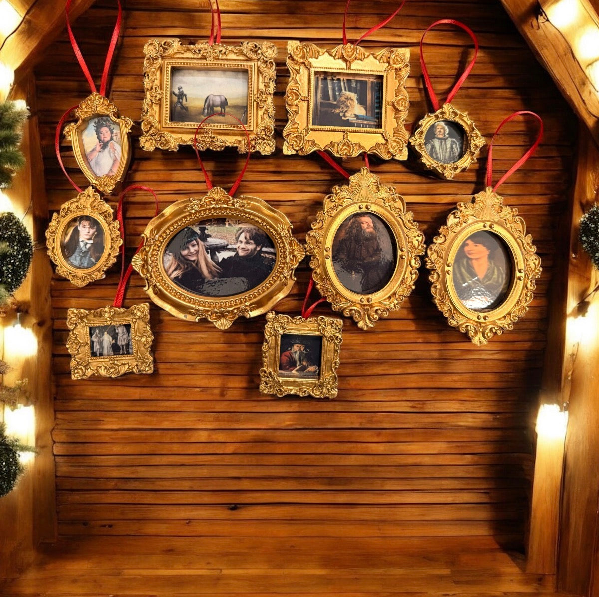 Wizard Grand Staircase Portrait Ornaments – Handmade Framed Fantasy Christmas Ornaments
