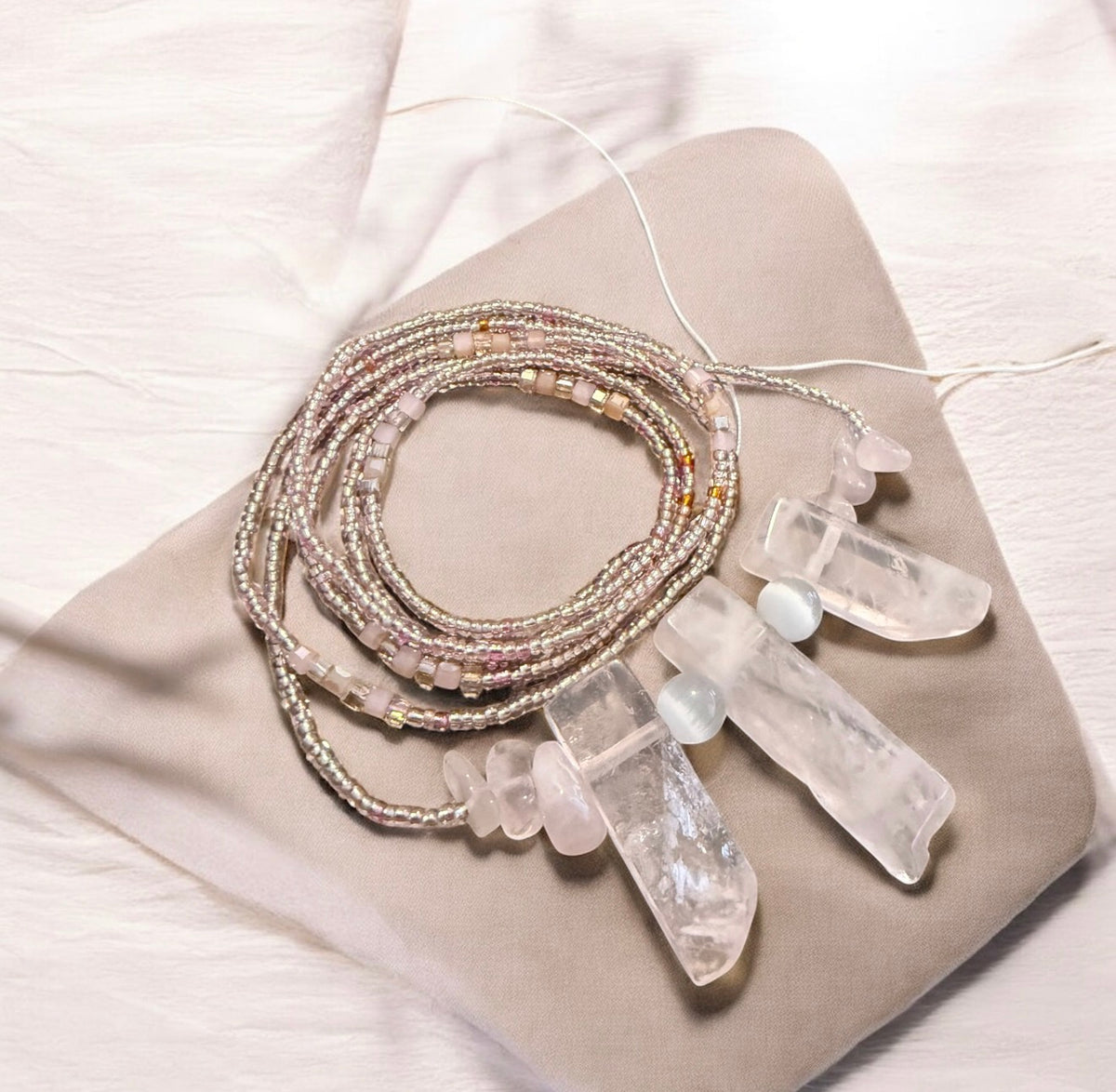Rose Quartz Crystal Waist Beads