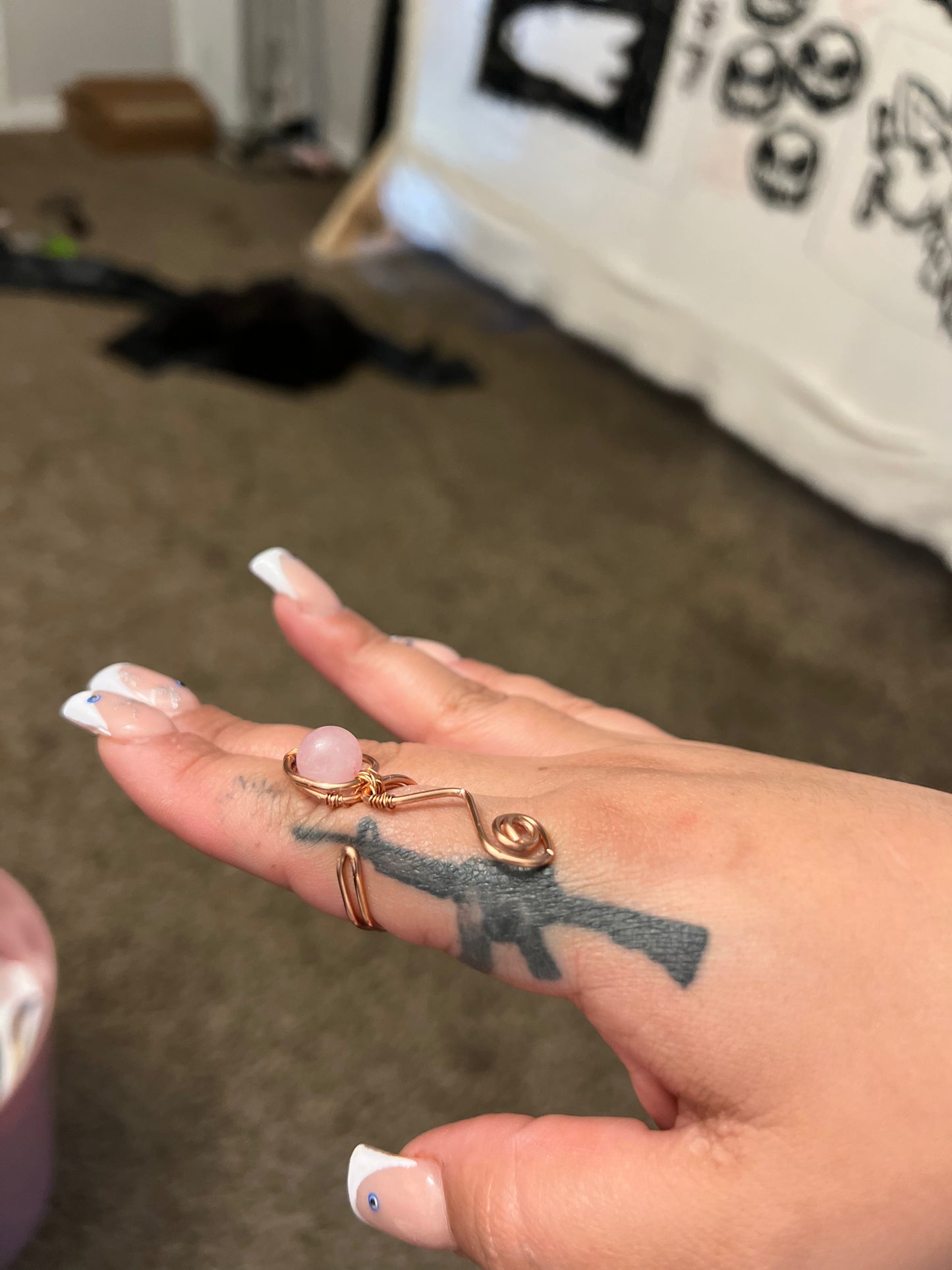 Rose Quartz Copper 1-Stone Ring