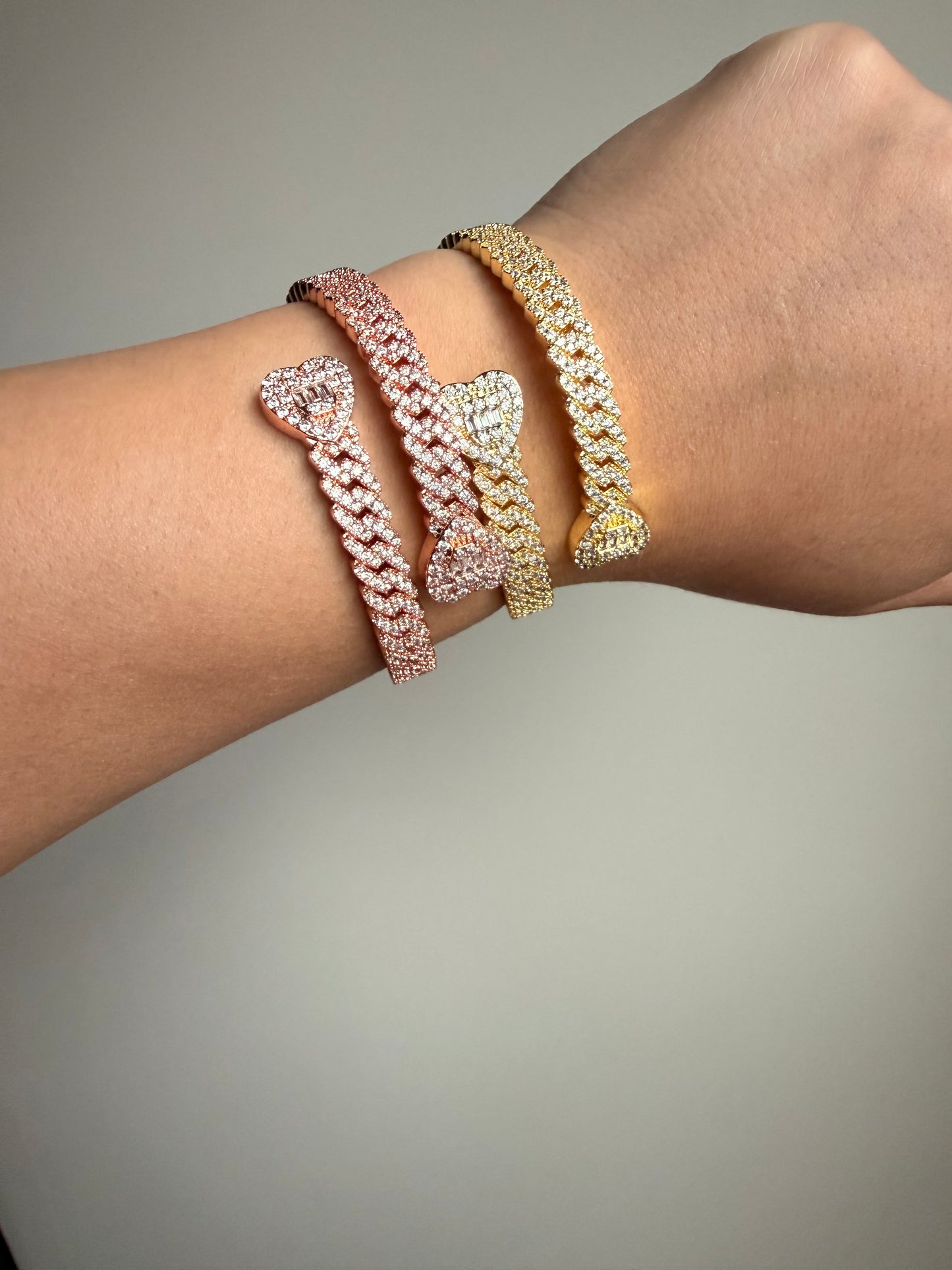 Iced Out Heart Bangle