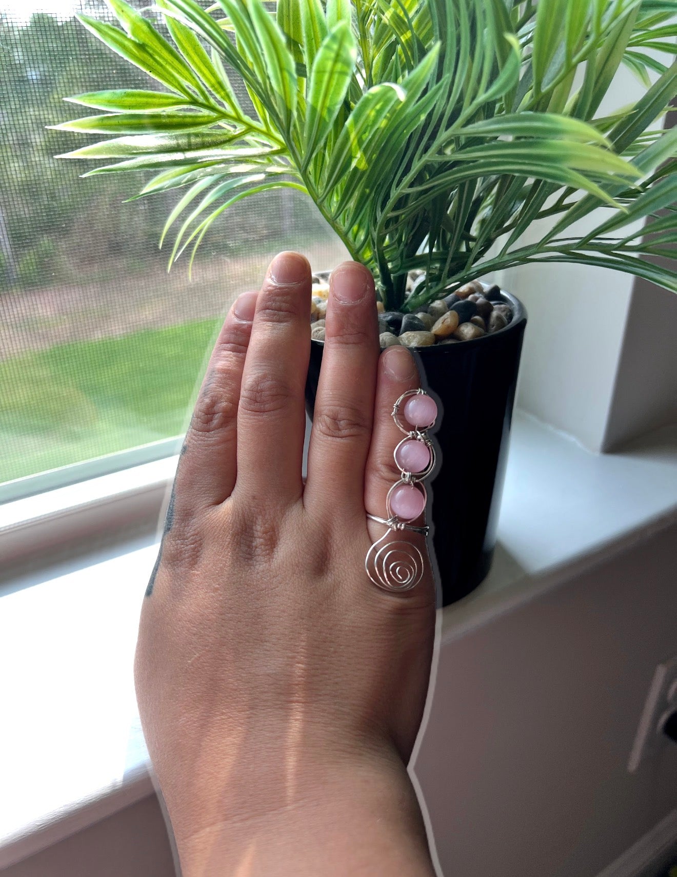 Pink Quartz 3-Stone Ring