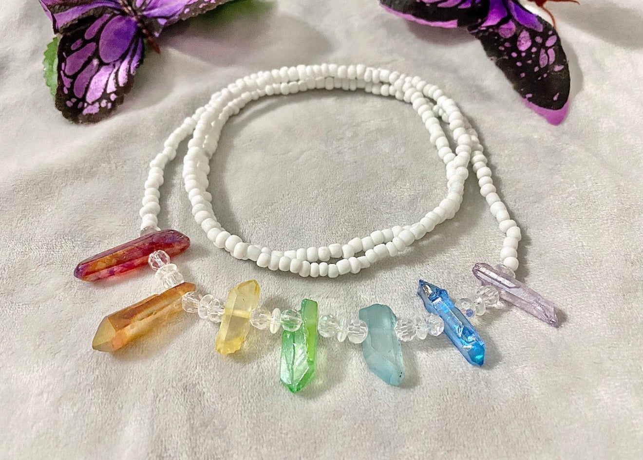 Rainbow Aura Crystal Waist Beads