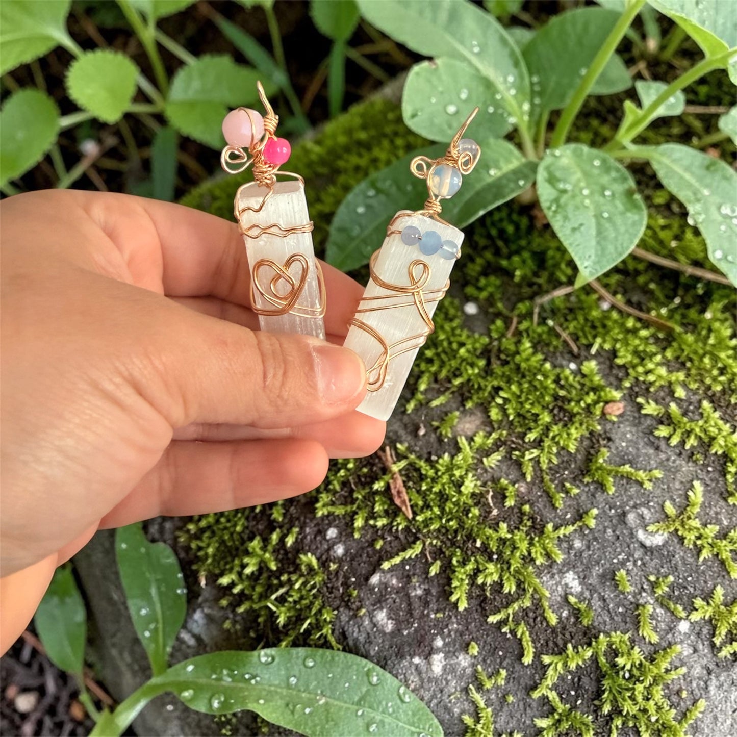 Selenite Angel Light Pendants
