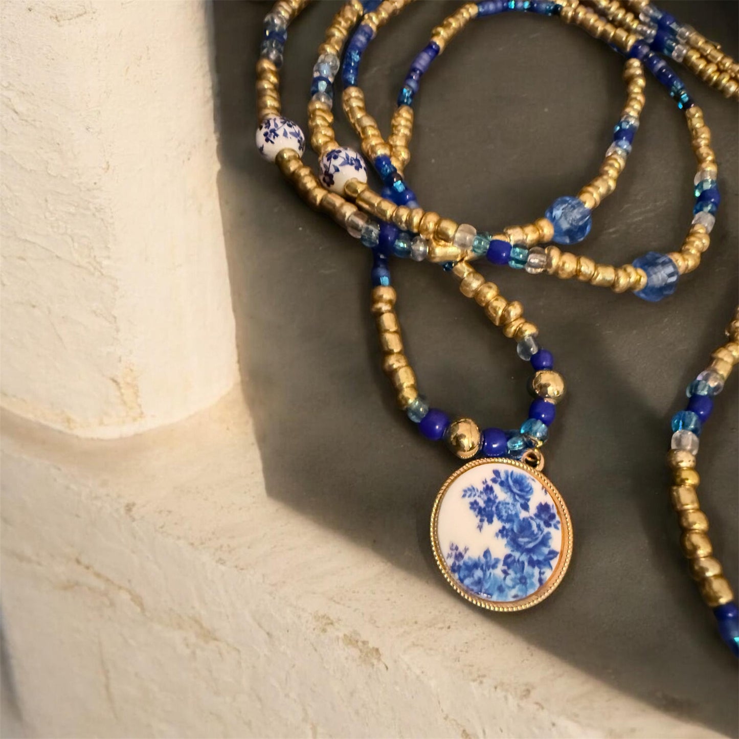 Blue Fine Like China Waist bead & Anklet Set