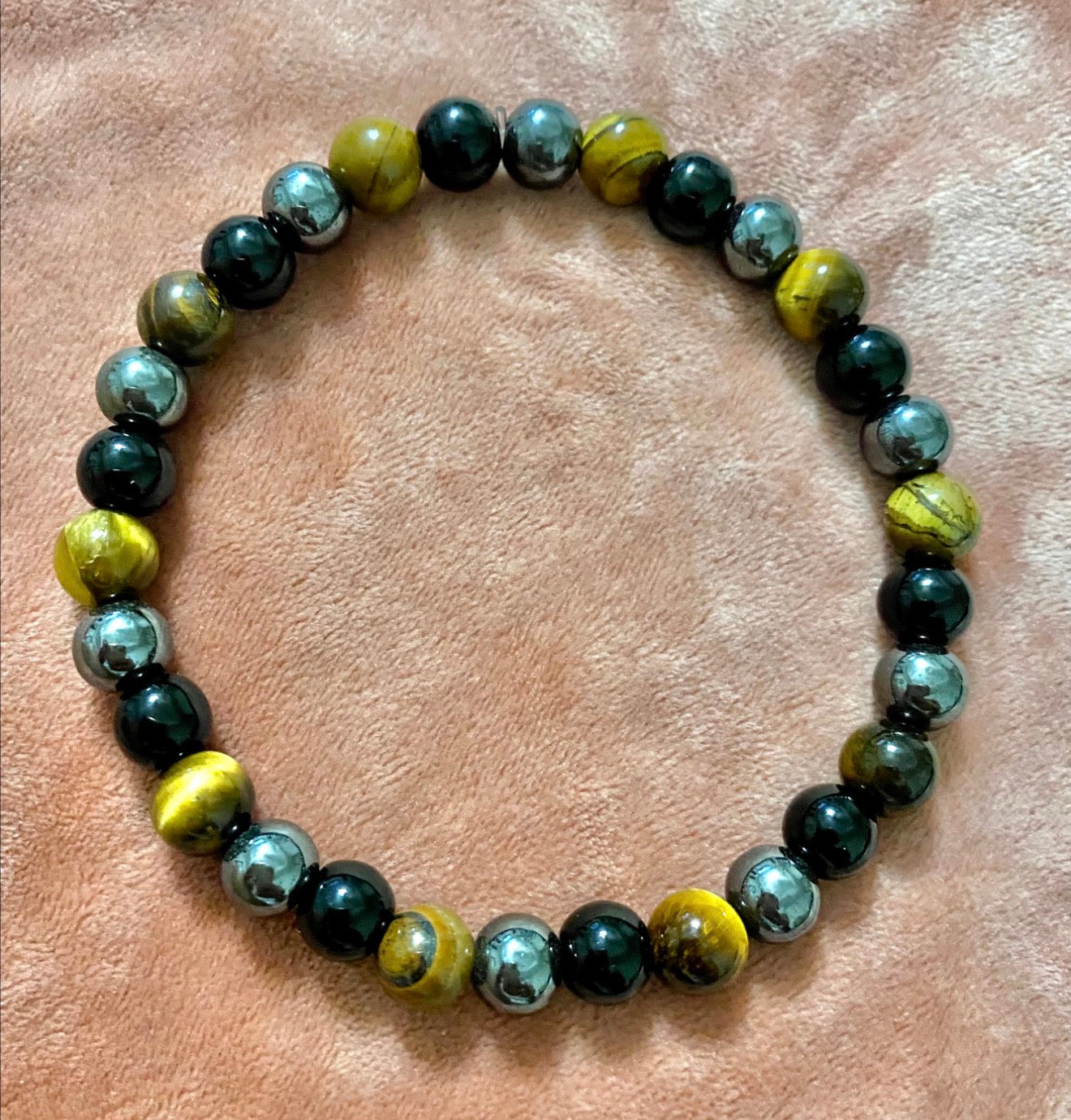 Triple Protection Gemstone Bracelet - Hematite, Tiger eye & Obsidian