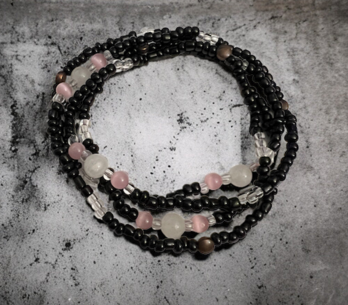 Rose Quartz & Selenite Waist Beads