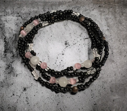 Rose Quartz & Selenite Waist Beads