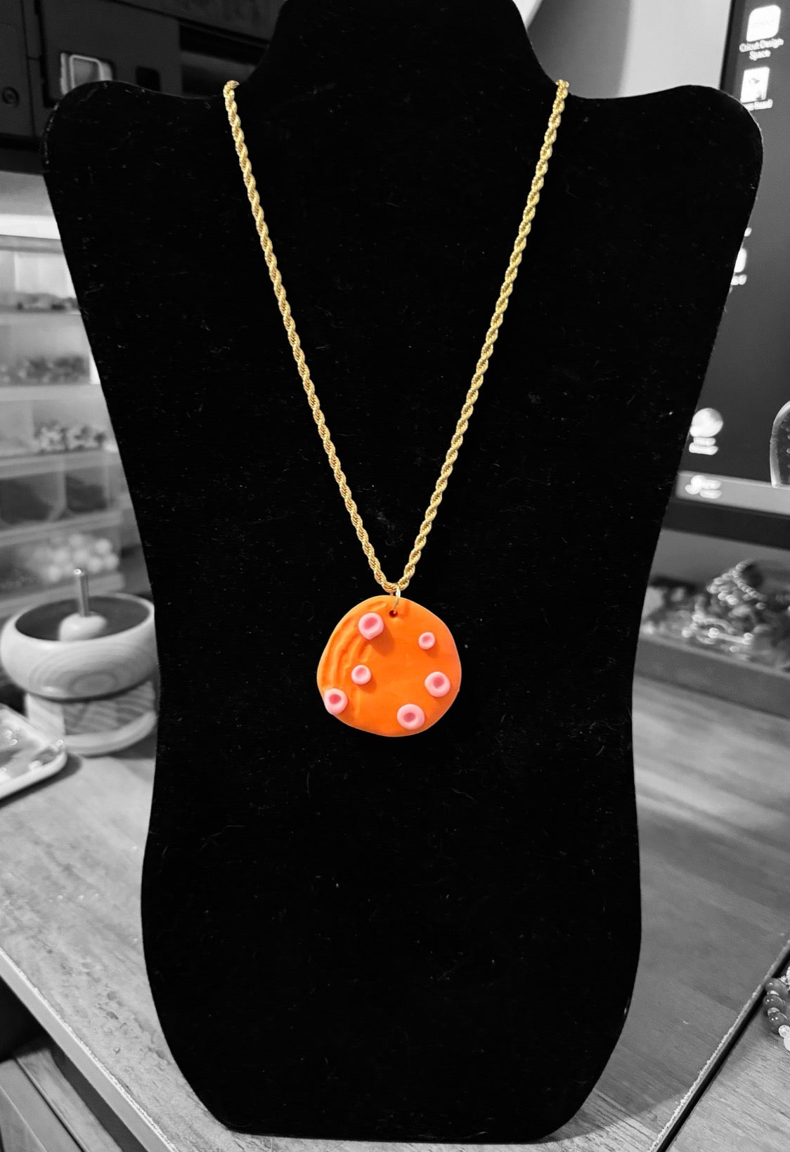 Harvest Moon Clay Pendant Necklace