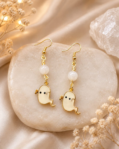 Handmade Halloween Gemstone Earrings Collection | Ghost, Witch Hat, Pumpkin & Bat Earrings