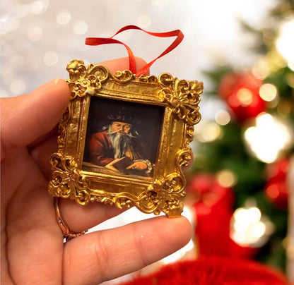 Wizard Grand Staircase Portrait Ornaments – Handmade Framed Fantasy Christmas Ornaments