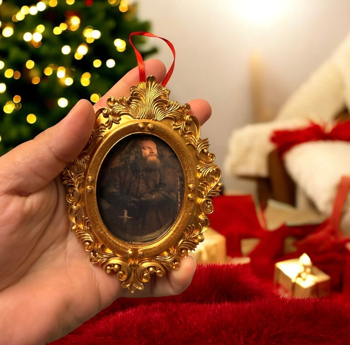 Wizard Grand Staircase Portrait Ornaments – Handmade Framed Fantasy Christmas Ornaments