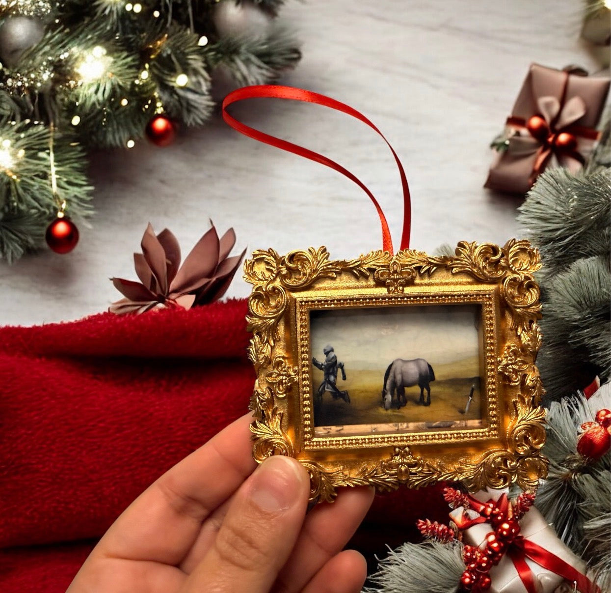 Wizard Grand Staircase Portrait Ornaments – Handmade Framed Fantasy Christmas Ornaments