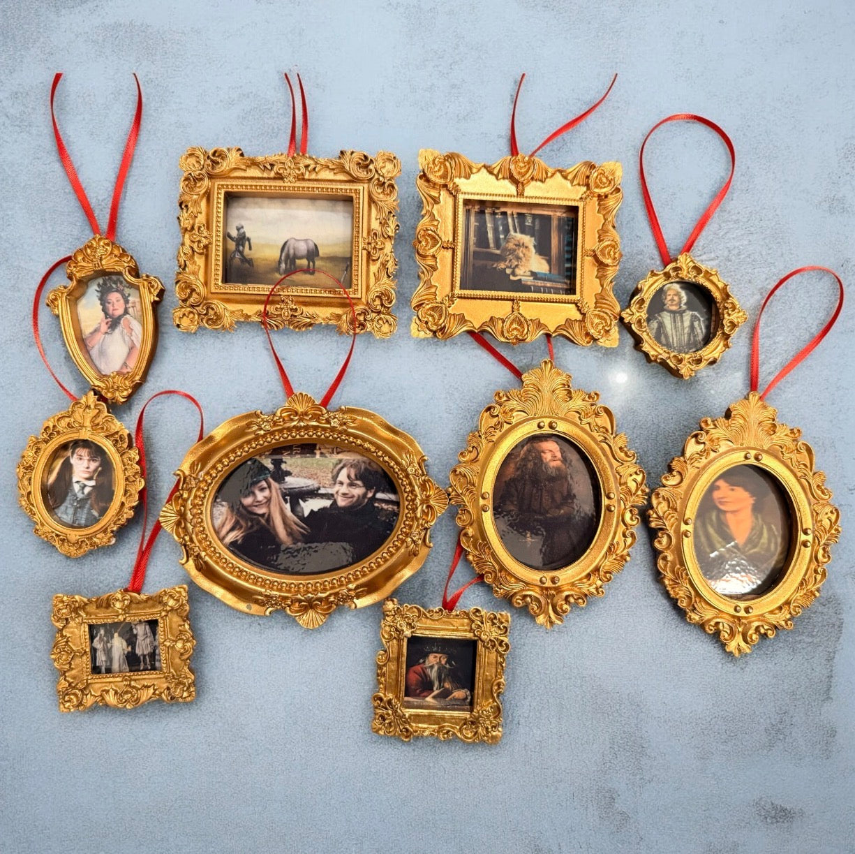 Wizard Grand Staircase Portrait Ornaments – Handmade Framed Fantasy Christmas Ornaments