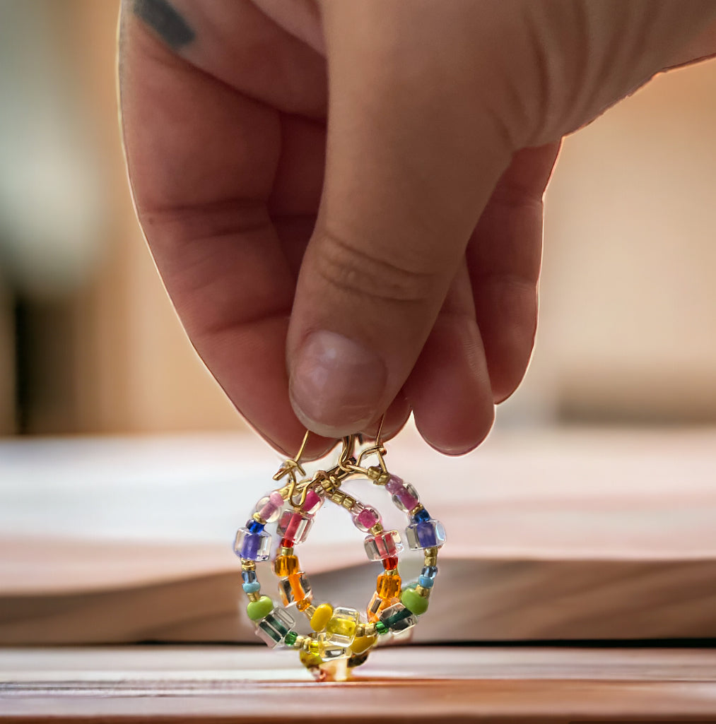 Rainbow Aura Hoop Earrings