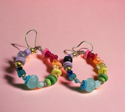 Rainbow Gem Pop Hoop Earrings
