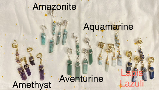 Crystal Crown Hair Cuffs | Natural Gemstone Hair Jewelry | Set of 4 |