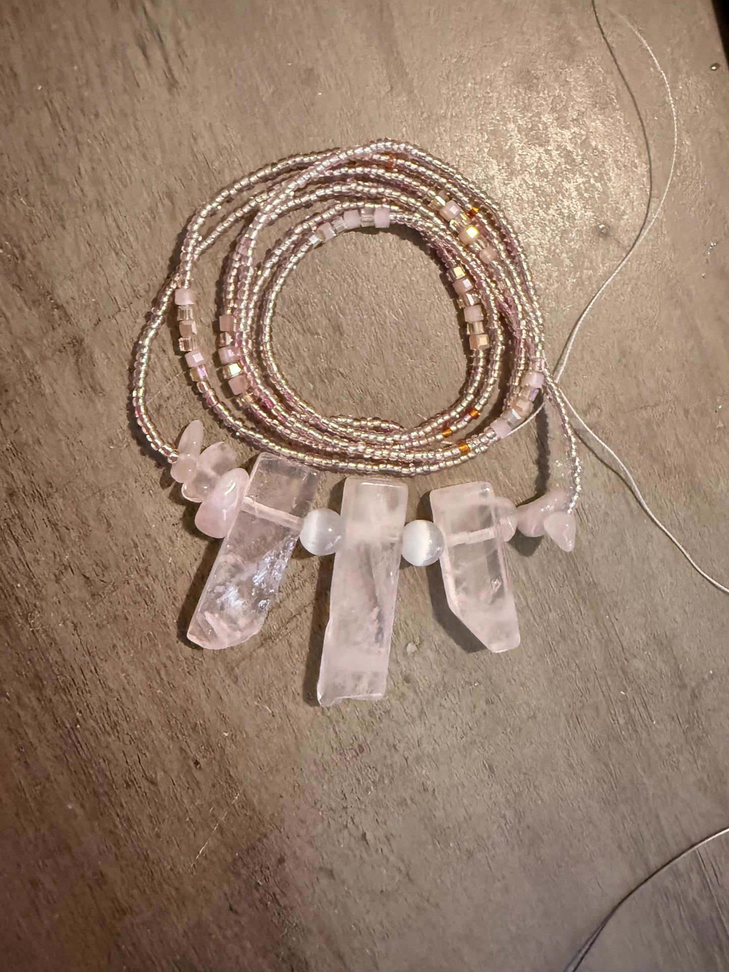 Rose Quartz Crystal Waist Beads