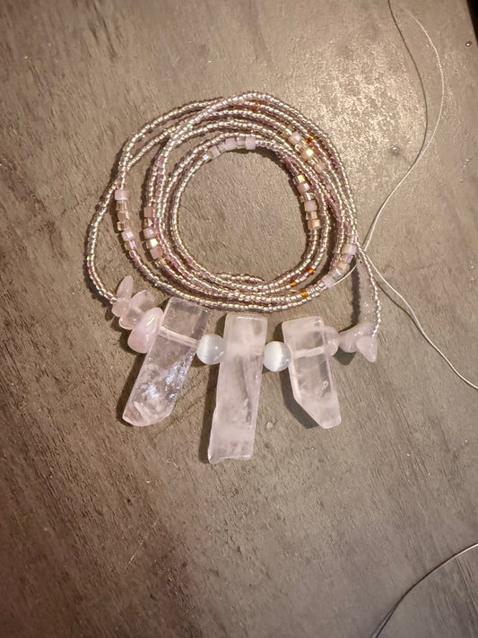 Rose Quartz Crystal Waist Beads