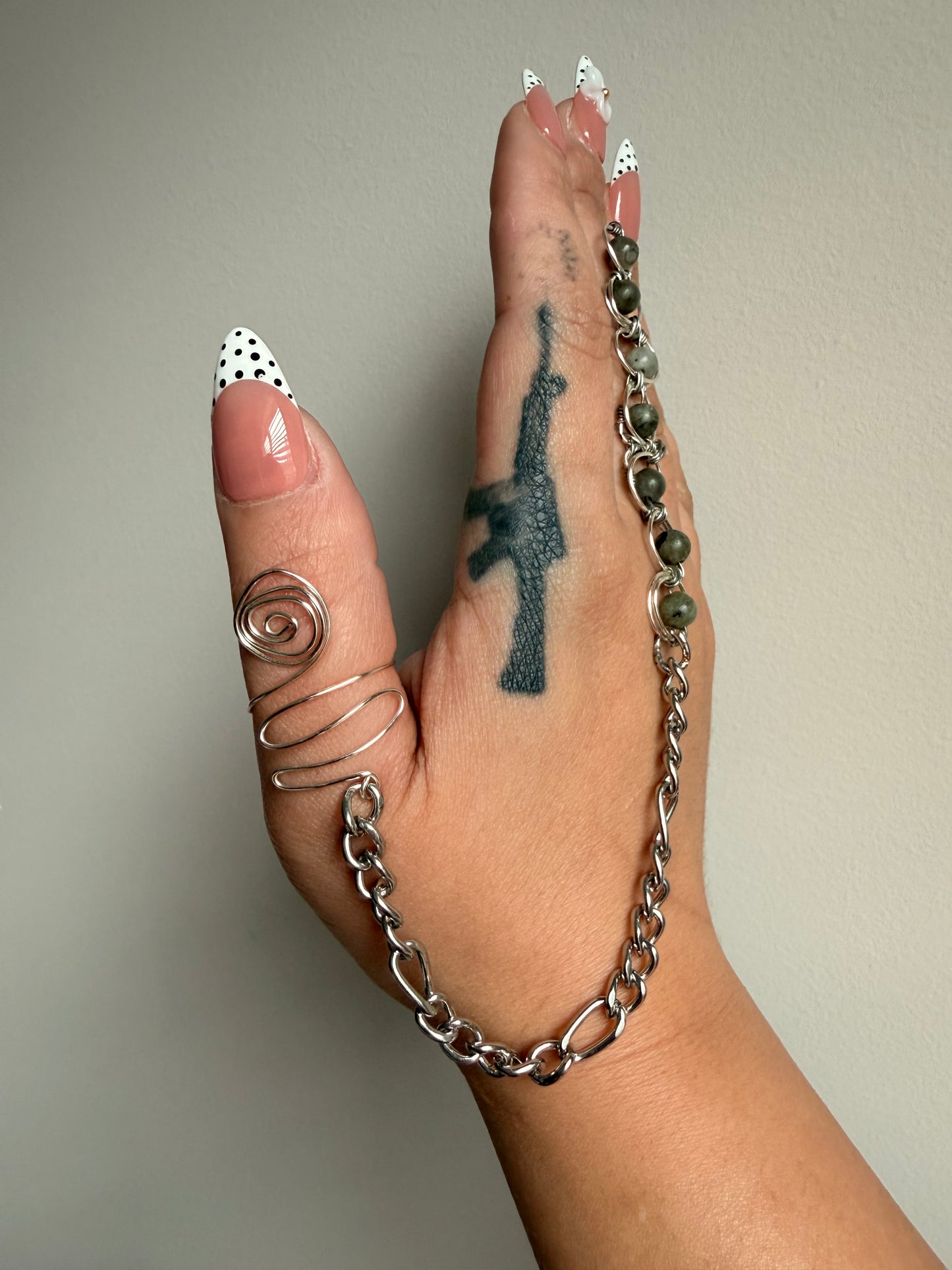 Labradorite Double Wand Ring