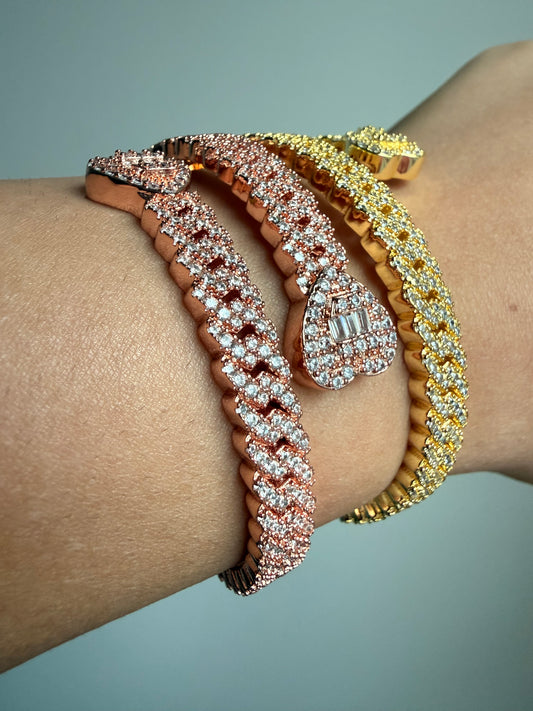 Iced Out Heart Bangle