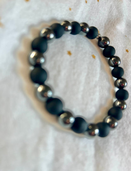 Grounding Bracelet | Matte Black Onyx & Hemtite Bracelet