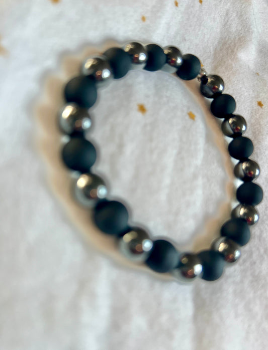 Grounding Bracelet | Matte Black Onyx & Hemtite Bracelet