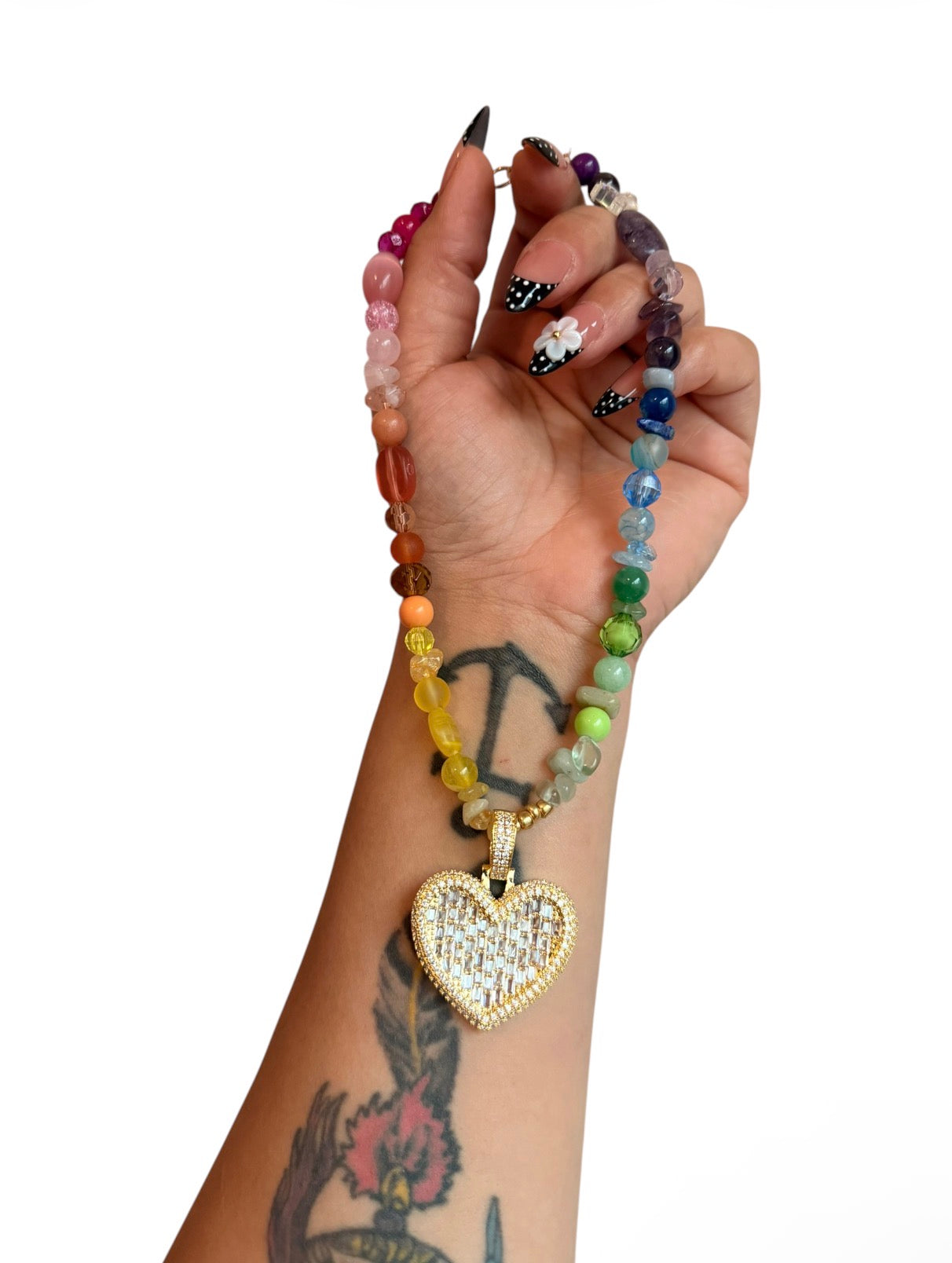 Rainbow Rush Gemstone Heart Necklace
