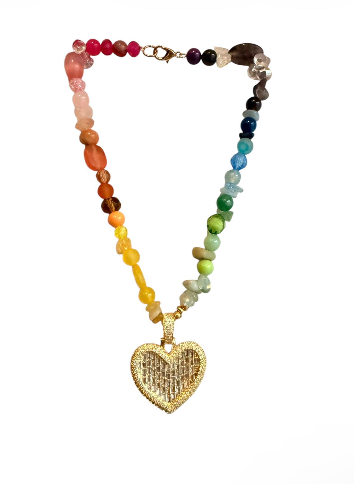 Rainbow Rush Gemstone Heart Necklace