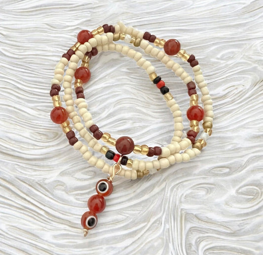 Protection & Passion Carnelian & Evil Eye Waist Beads