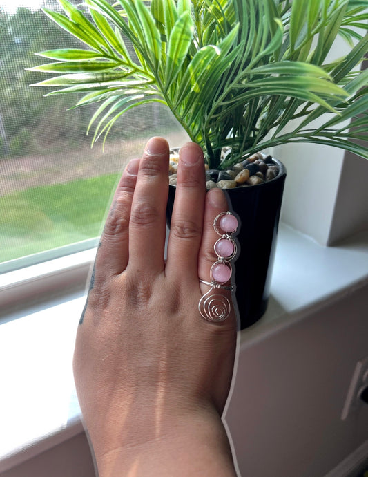 Pink Quartz 3-Stone Ring