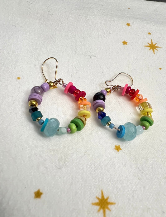 Rainbow Gem Pop Hoop Earrings