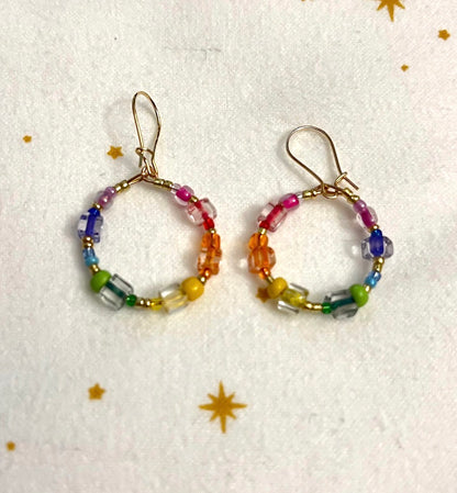 Rainbow Aura Hoop Earrings