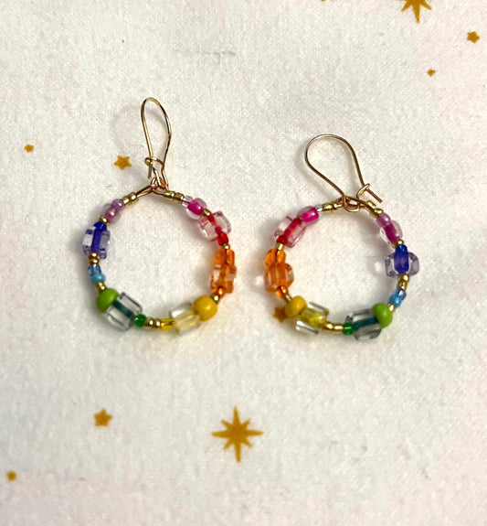 Rainbow Aura Hoop Earrings