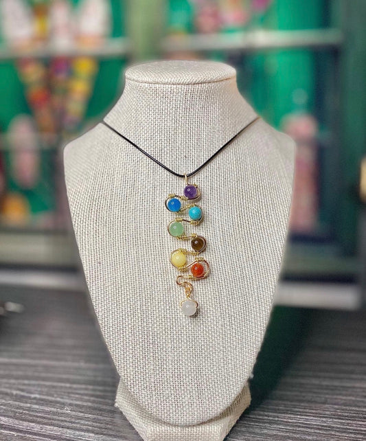 Aura Alignment Wire Wrapped Chakra Necklace