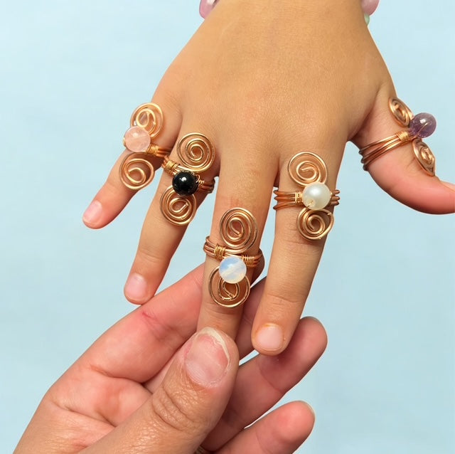 Children's - Swirl Stone Copper Ring