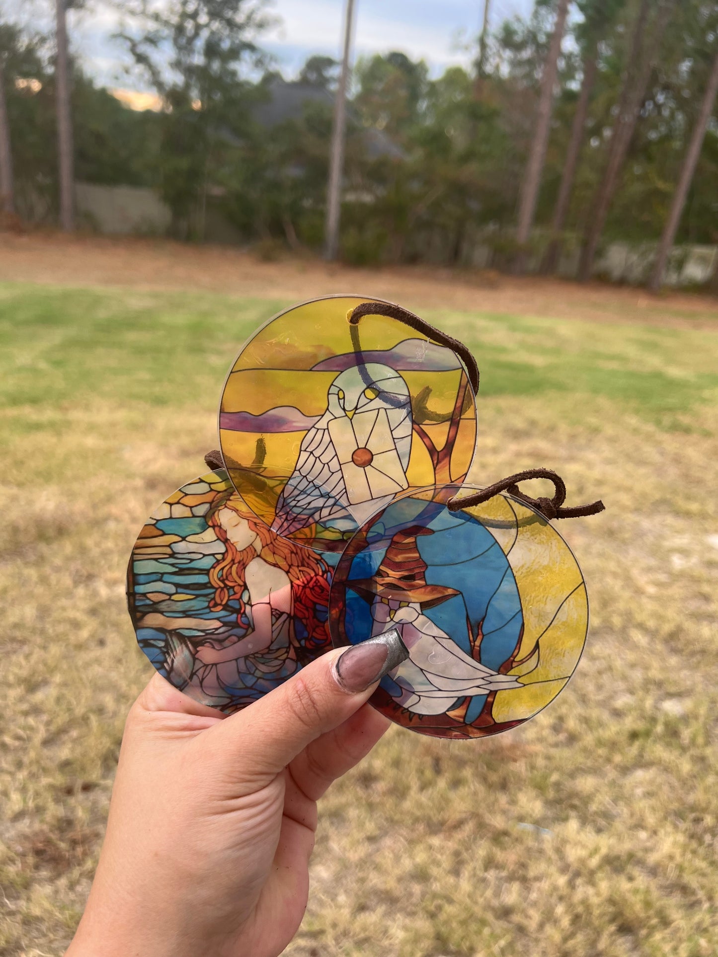 Yellow Wizard-Inspired Stained Glass Ornament Collection – Fantasy Acrylic Holiday Ornaments (Copy)