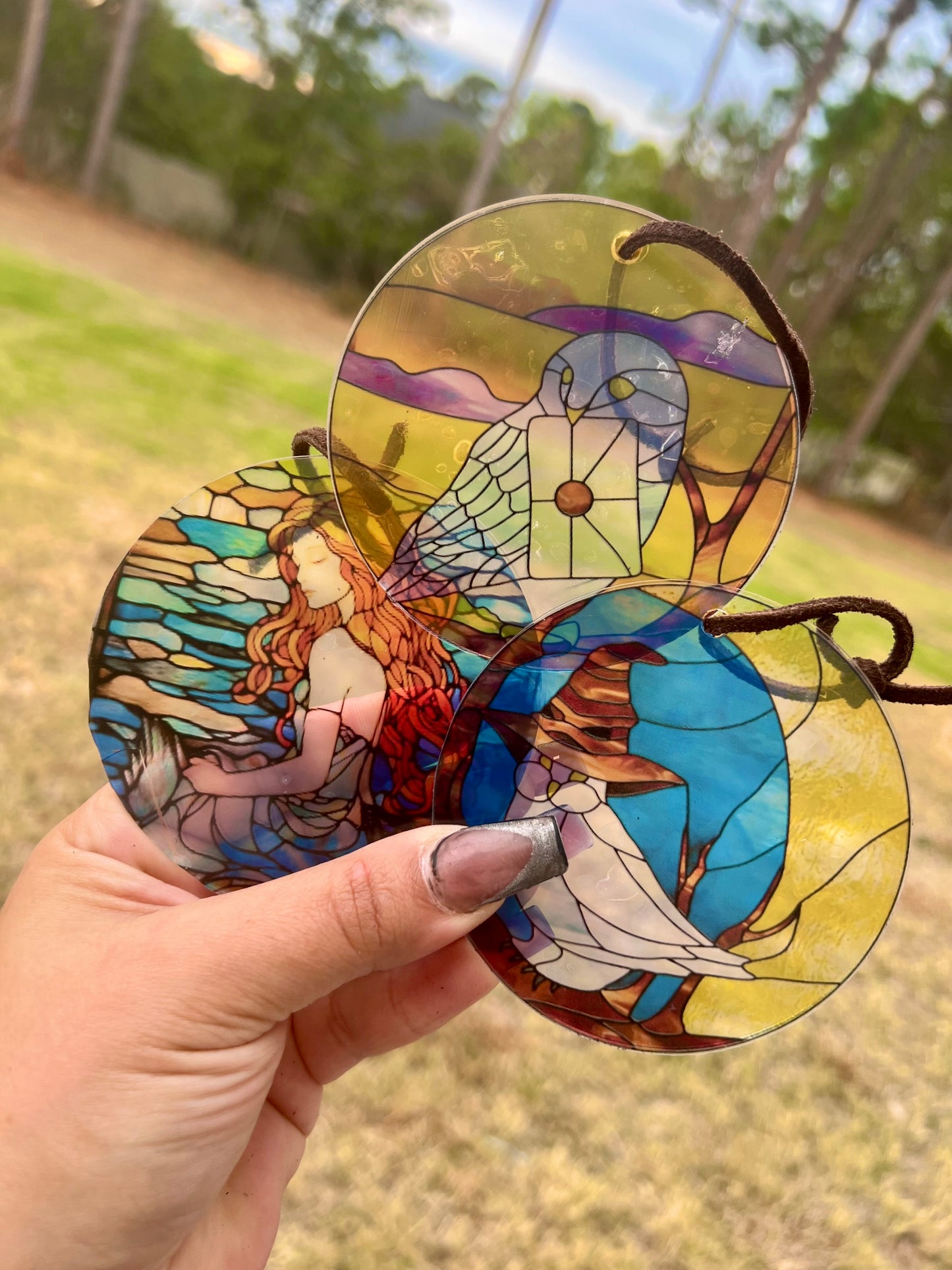 Yellow Wizard-Inspired Stained Glass Ornament Collection – Fantasy Acrylic Holiday Ornaments (Copy)