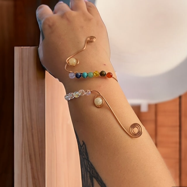 Chakra Copper Wire Wrap Bracelet