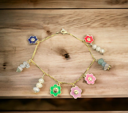 Bloom & Pearl Charm Anklet