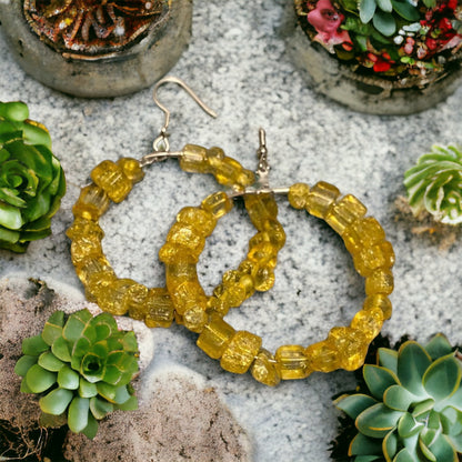 Handmade Gemstone Hoop Earrings – Natural Crystal Chip Hoop Earrings