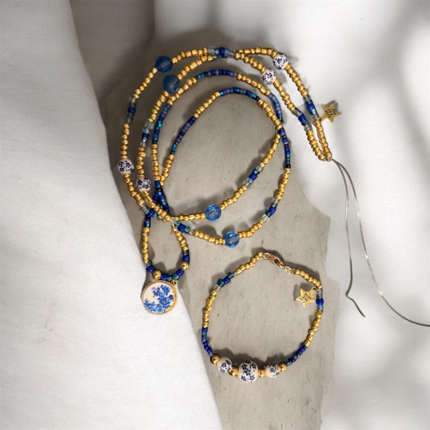 Blue Fine Like China Waist bead & Anklet Set