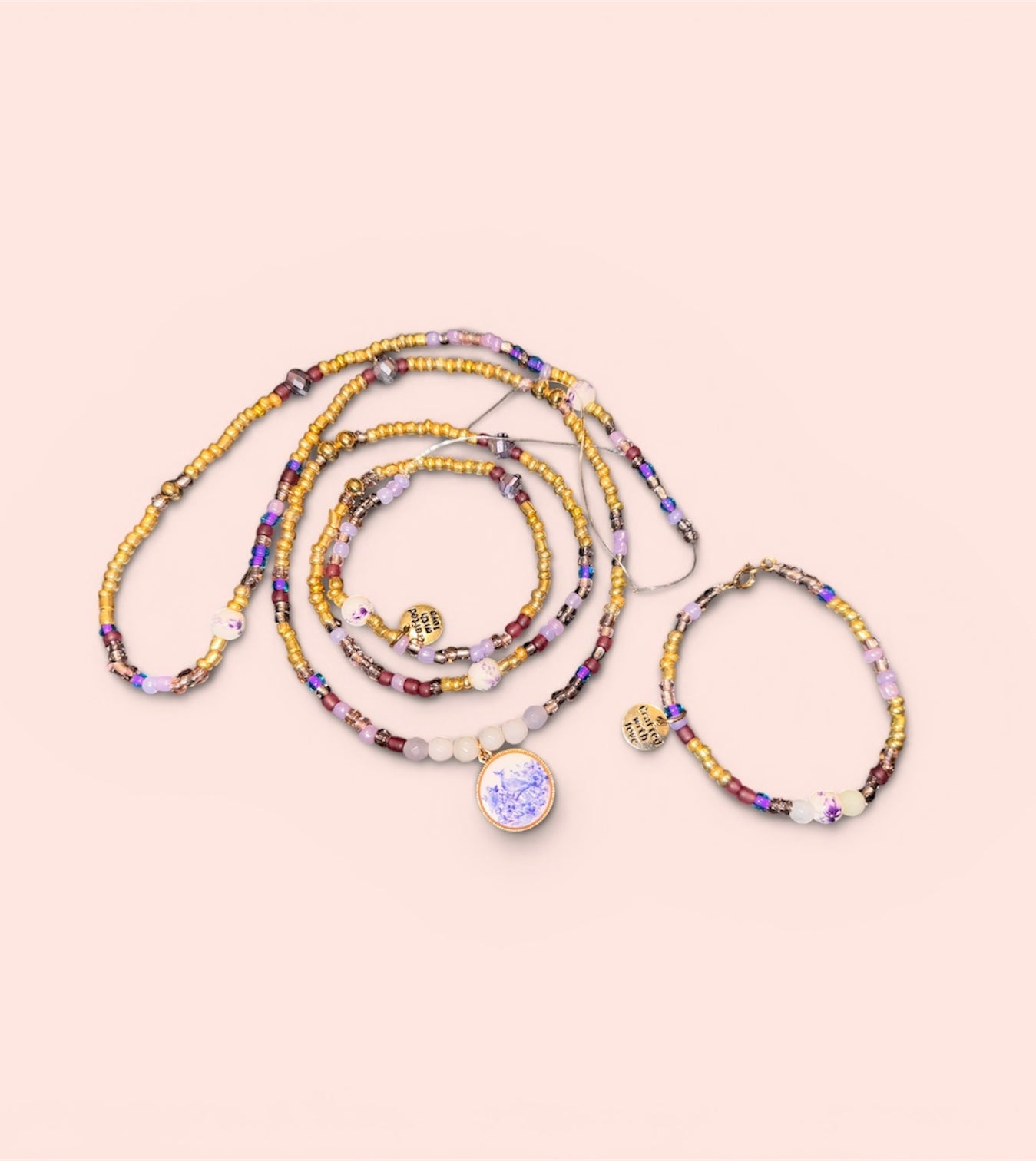 Purple Fine Like China Waist bead & Anklet Set