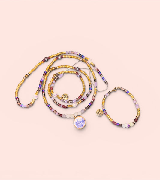 Purple Fine Like China Waist bead & Anklet Set