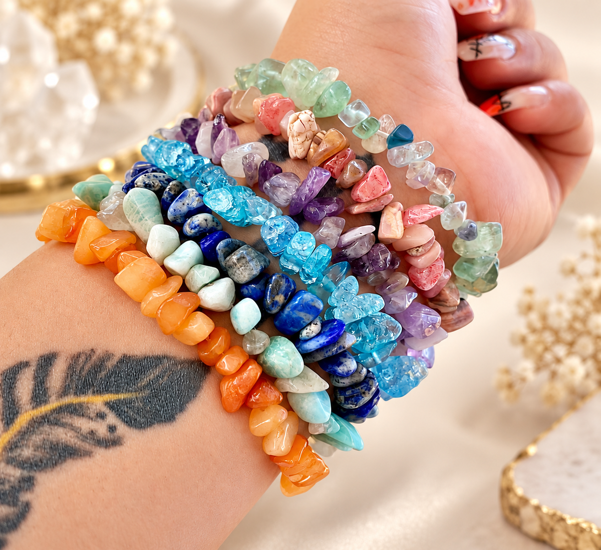 Mini Chip Gemstone Bracelet - Stackable Bracelets